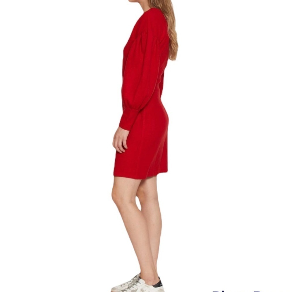 Red Puff Sleeve Sweater Dress Sz Medium - Picture 2 of 12